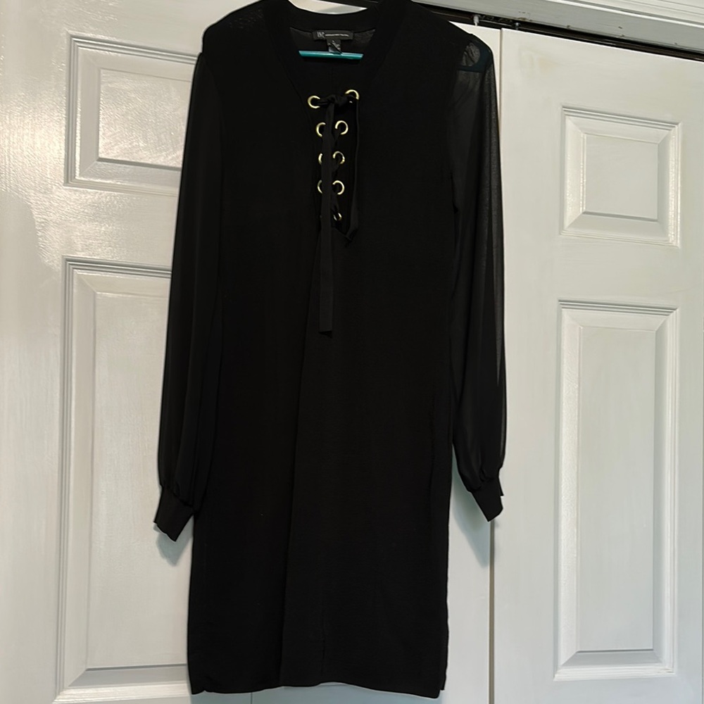 INC International Concepts Black Tie Front Sheath Dress